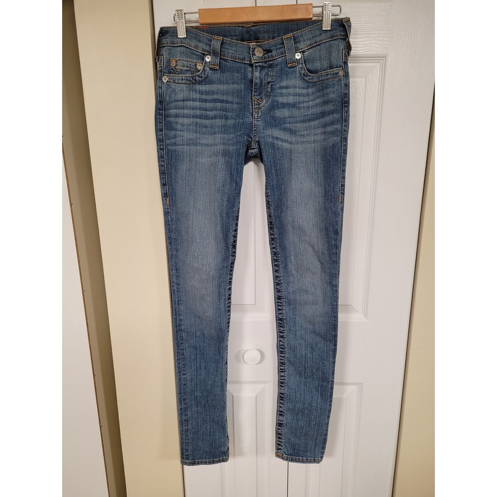True‎ Religion Womens Faded Skinny Denim Jeans 32X32 Distressed Stretch Size 28